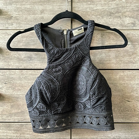Woven black crop top SZ M - Picture 3 of 8